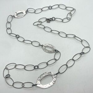 Silpada 925 Sterling Silver Hammered Oval Link Necklace N1506 | 34” L